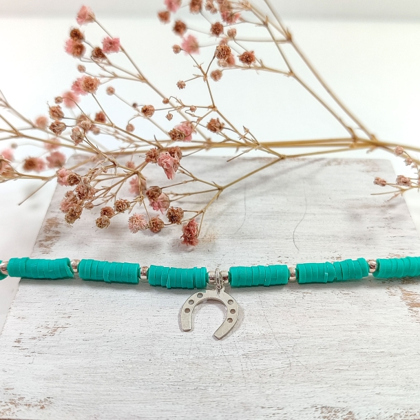 Pulsera verde flúor y bolas...