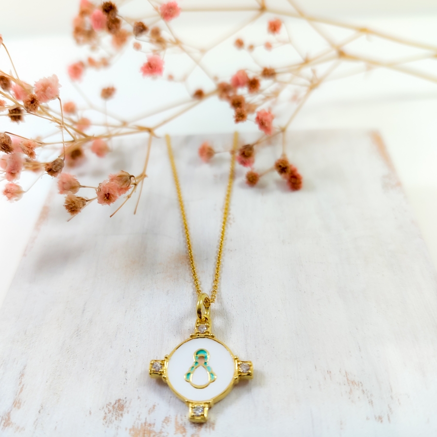 Gargantilla Baño oro, blanca con 4...