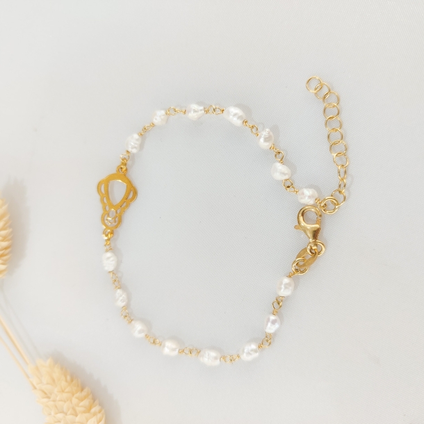 Pulsera baño oro y perlas...