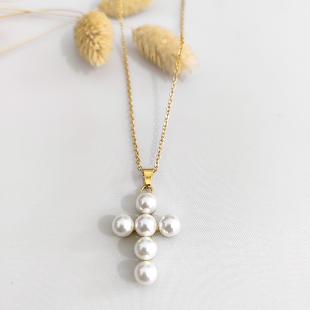 gargantilla cruz de perlas...