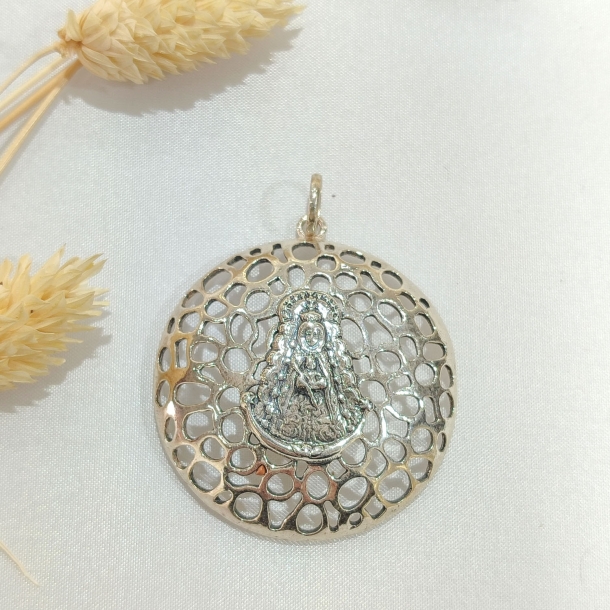 Medalla redonda virgen y...