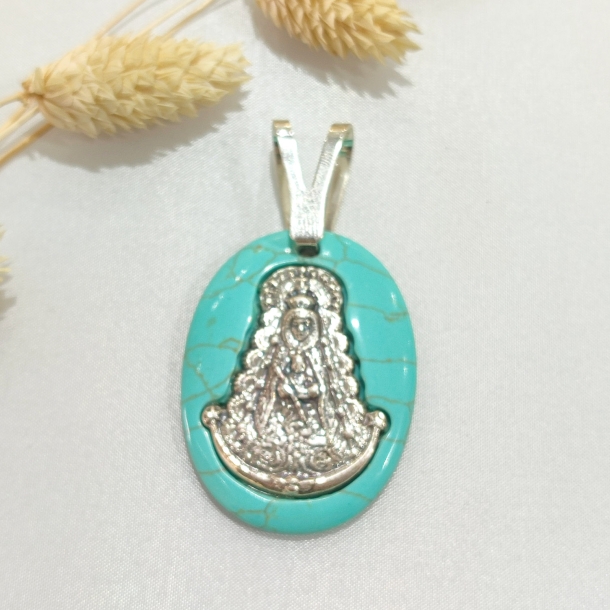 Medalla ovalada turquesa...
