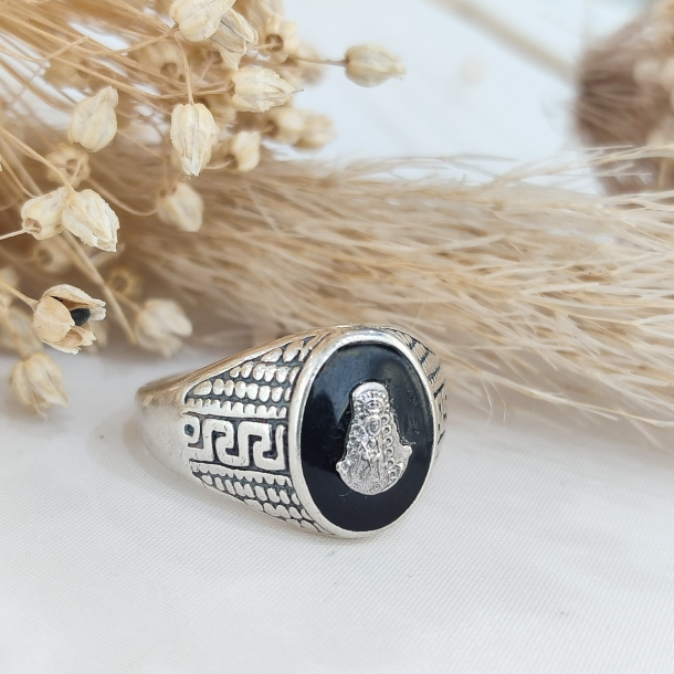 Anillo sello ovalado negro...