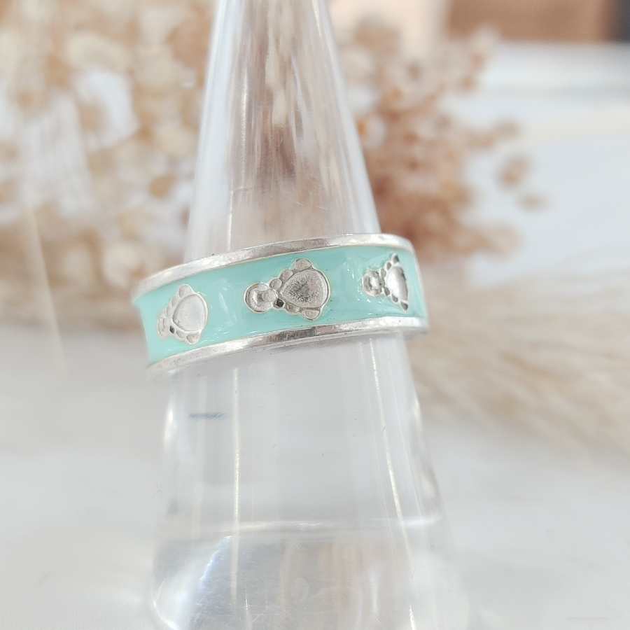 Anillo de plata con siluetas esmaltado turquesa