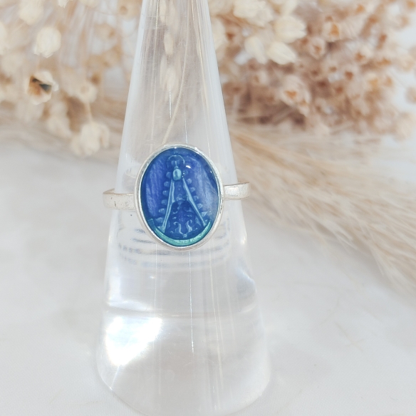 Anillo silueta redondo resina turquesa plata