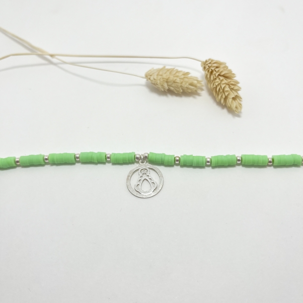 Pulsera verde flúor y bolas...