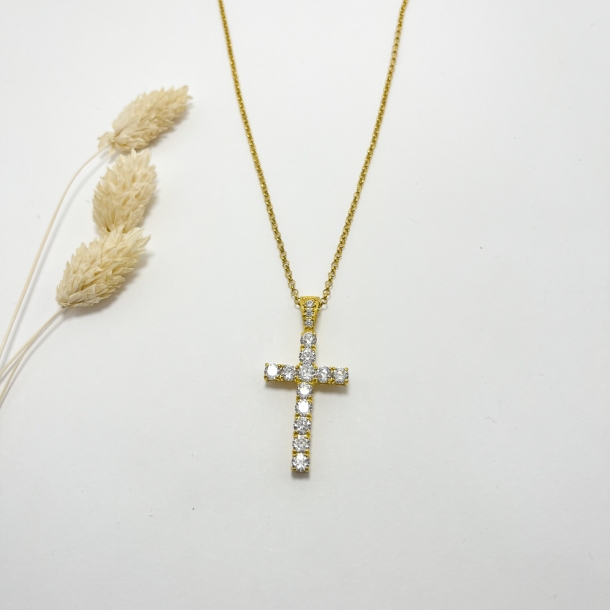 Gargantilla cruz 4cm ,baño...