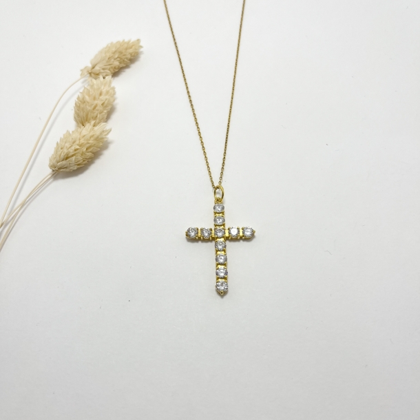Gargantilla cruz 4cm. B Oro...