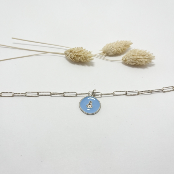 Pulsera silueta celeste plata
