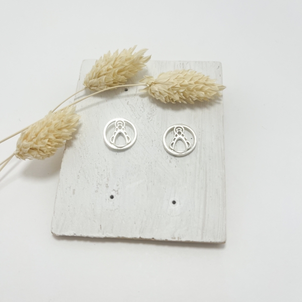 Pendientes botón Reina plata