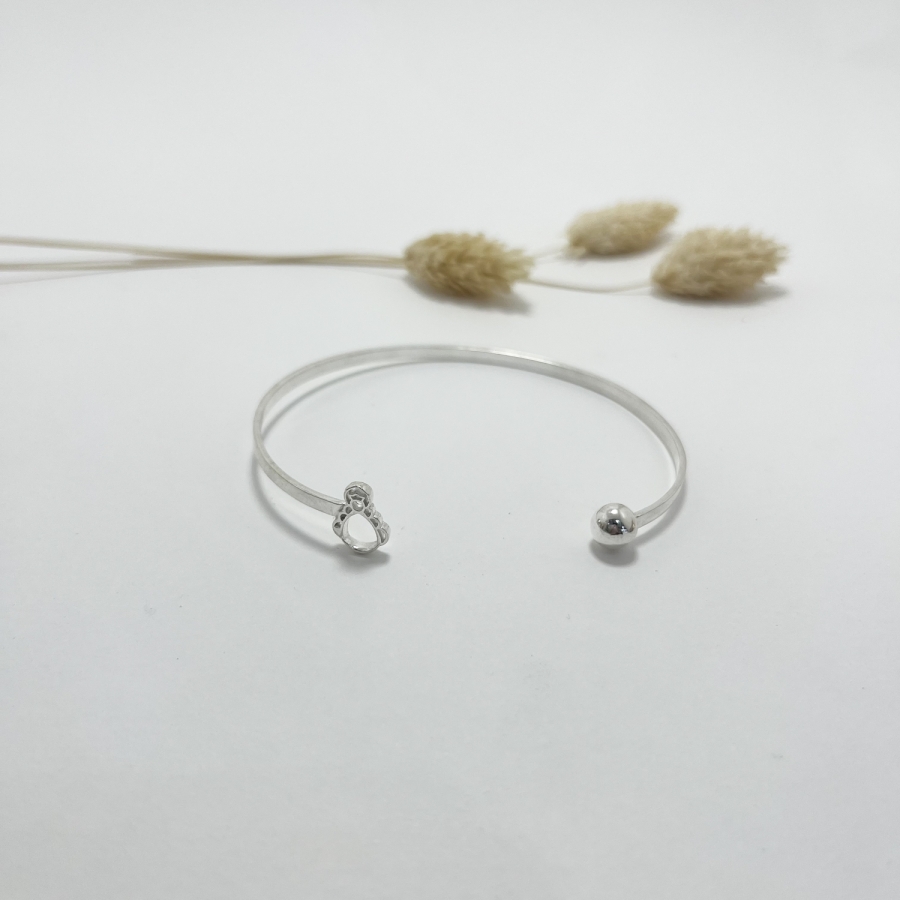 Pulsera rigida Reina bola plata