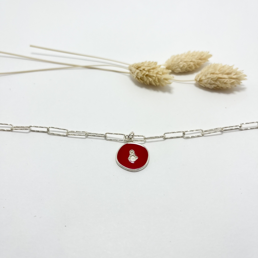 Pulsera plata esmaltada silueta...