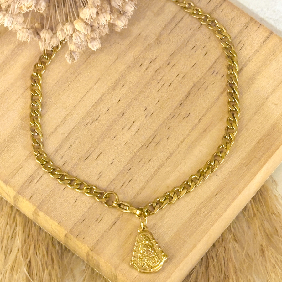 Pulsera cadena barbada y virgen del...