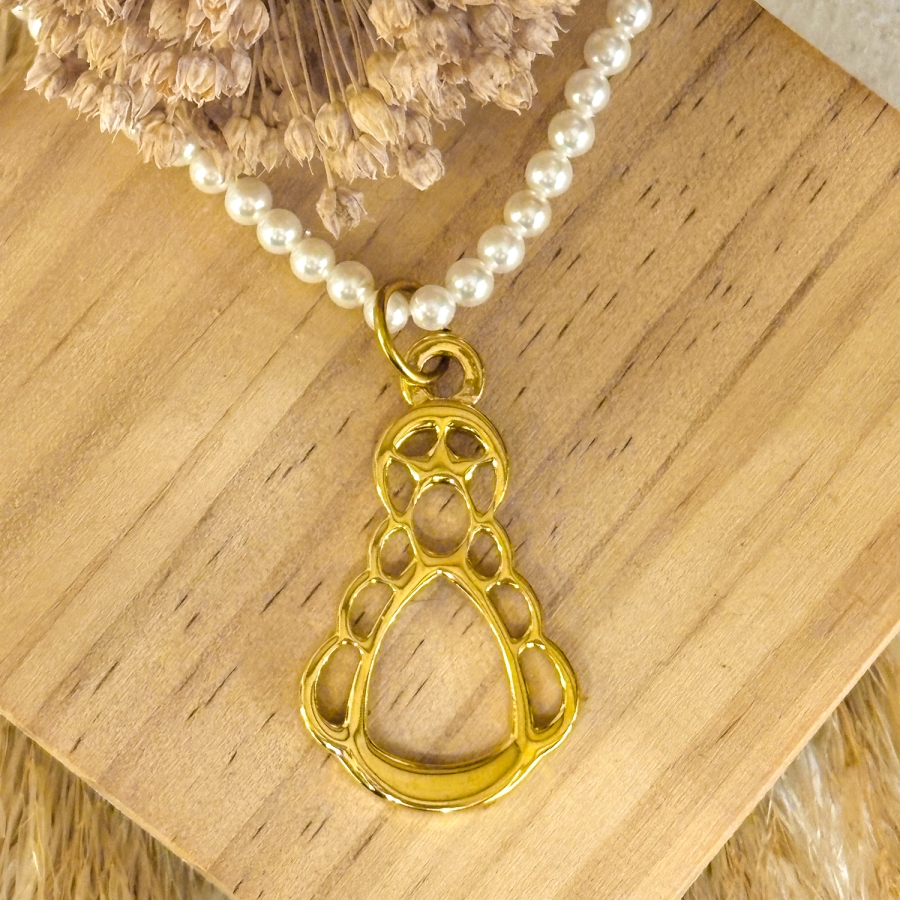 Gargantilla perlas&acero  y silueta...