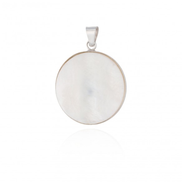 Medalla redonda nácar 4 cm plata