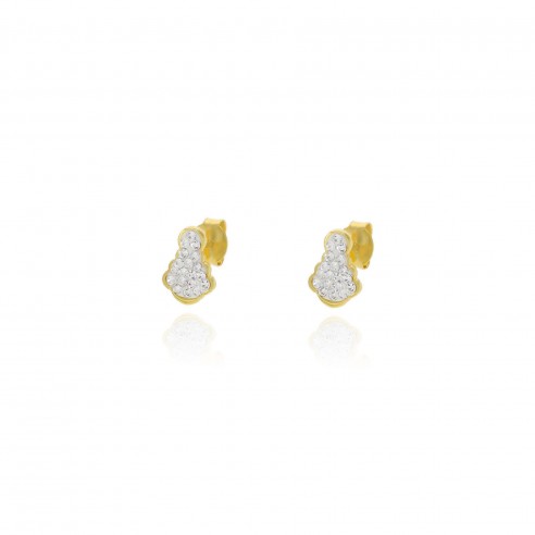 Pendientes silueta circonitas baño oro