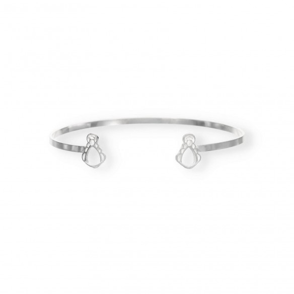 Pulsera rigida con doble silueta reina plata
