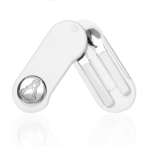 Cubiertos Virgen del Rocío blanco plata