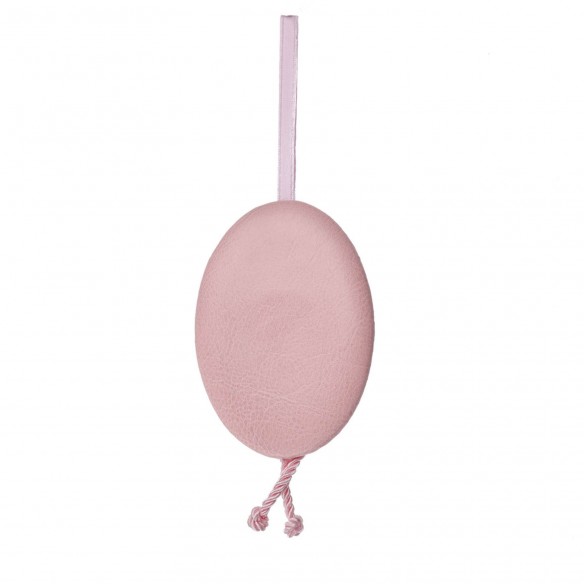 Medalla de cuna con ribete rosa Virgen del Rocío plata