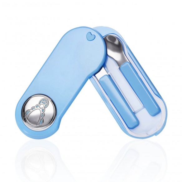 Cubiertos Virgen del Rocío celeste plata