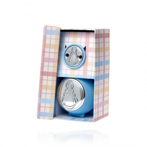 Conjunto de guardachupetero y chupetero Virgen del Rocío celeste plata