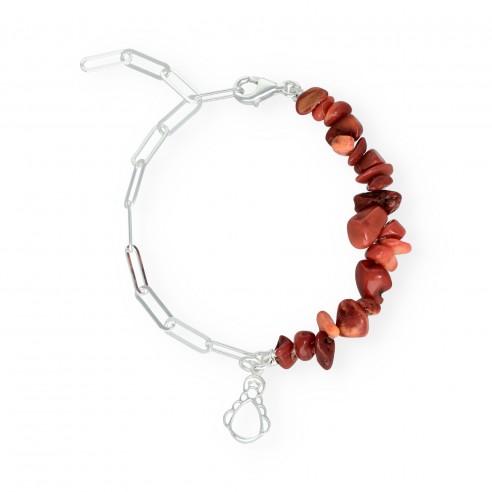 Pulsera Silueta Virgen Reina, coral & plata