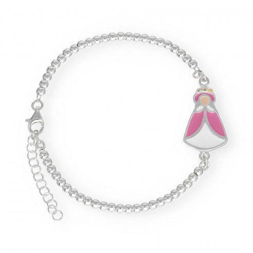 Pulsera Silueta Pastora ESMALTADA rosa, plata