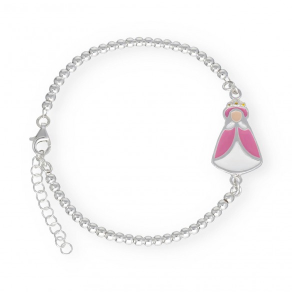 Pulsera Silueta Pastora lacada rosa plata