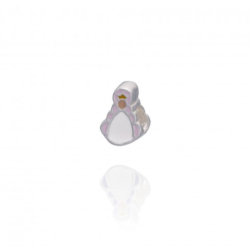 Charm Virgen del Rocío Reina, Plata esmaltada Rosa y blanco