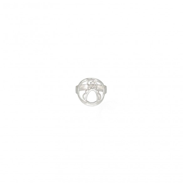 Anillo plata, Silueta Virgen del Rocío dentro de círculo grande 2cm
