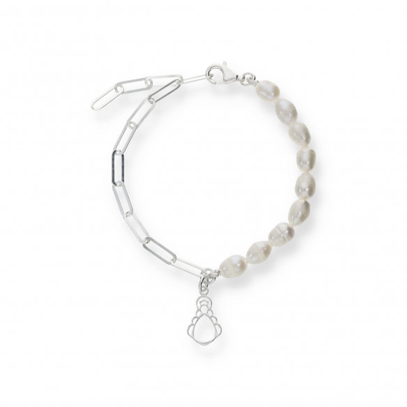 Pulsera plata Silueta Virgen del Rocío de Reina Cadena y Perlas