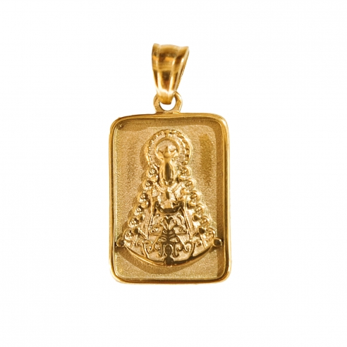 Medalla cuadrada Virgen del Rocío, 2cm Acero.