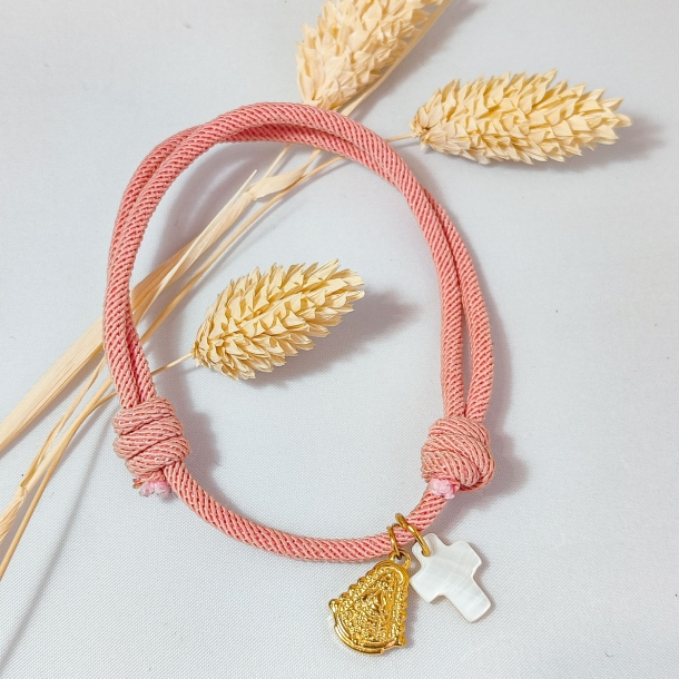 Pulsera de cuerda rosa con...
