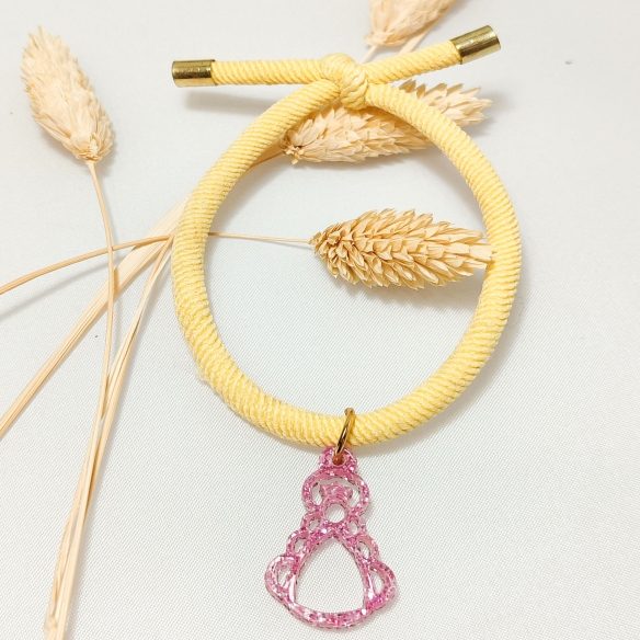 Pulsera de cuerda elástica amarilla, Virgen del Rocío de acetato